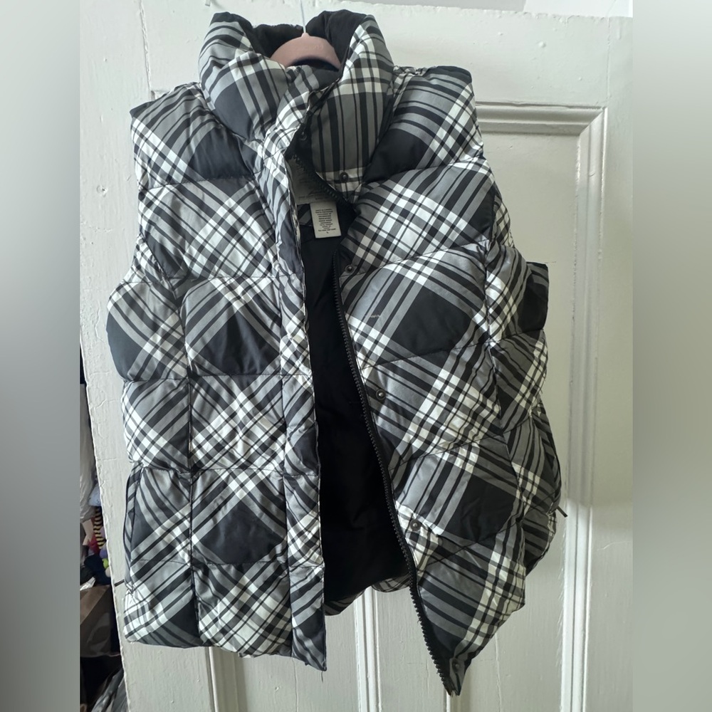 Eddie Bauer Black and Gray Checkered Vest